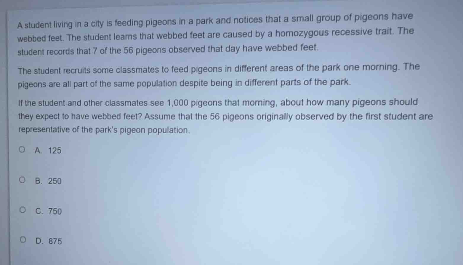 a student living in a city is feeding pigeons in a park and notices tha…