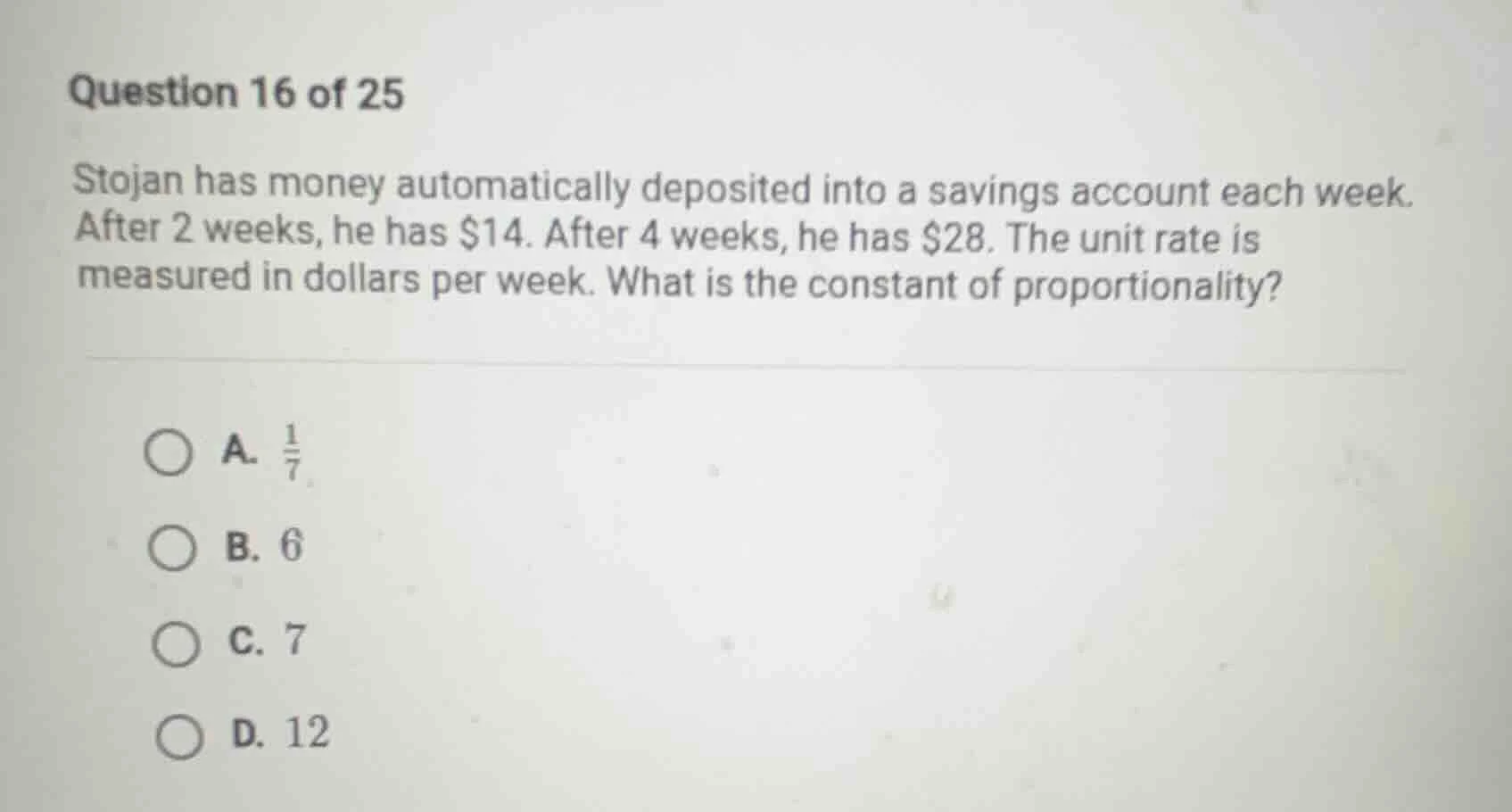 question 16 of 25 stojan has money automatically deposited into a savin…