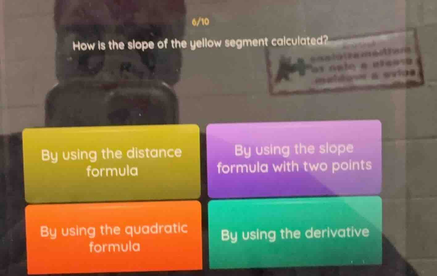 how is the slope of the yellow segment calculated? by using the distanc…