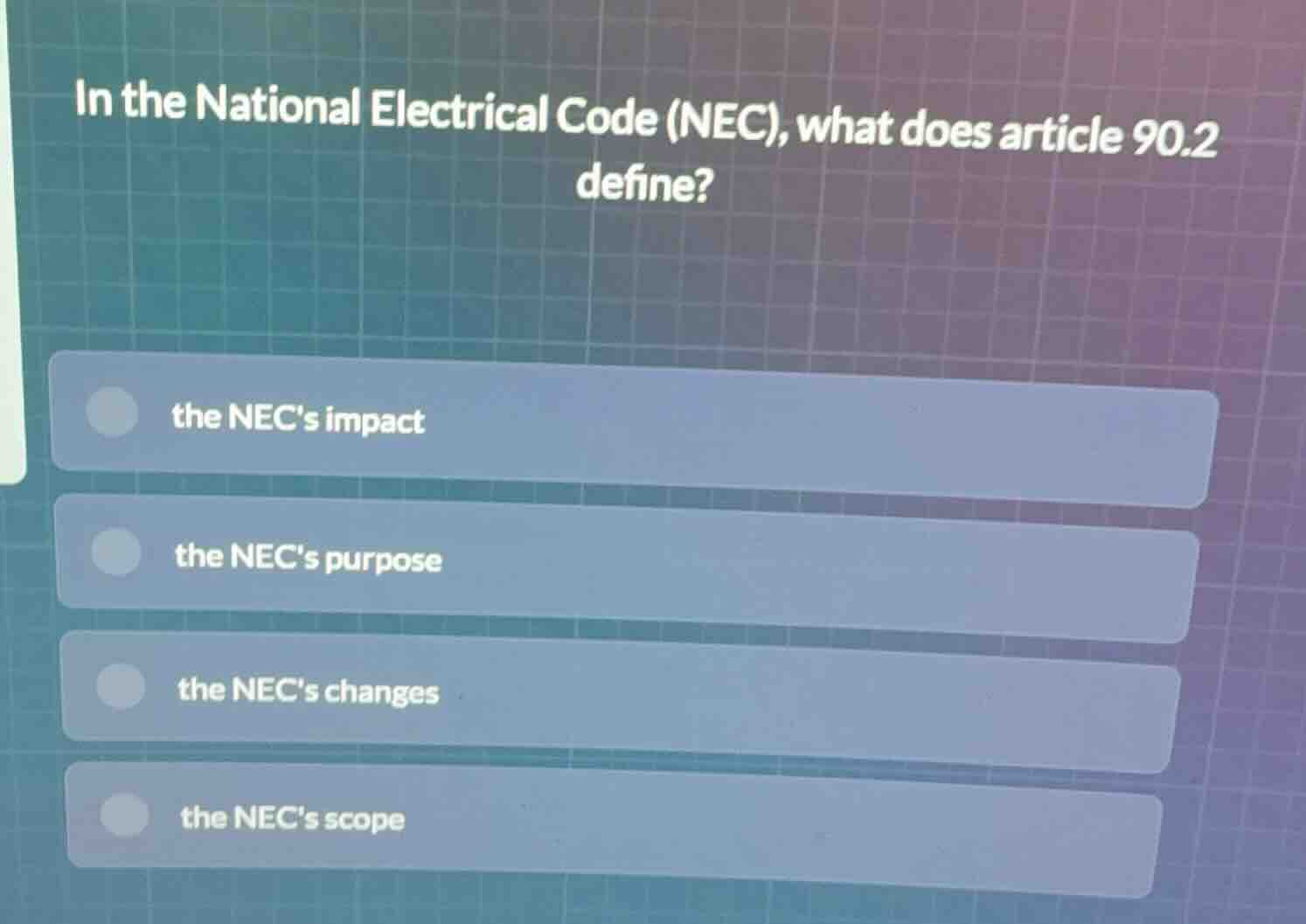in the national electrical code (nec), what does article 90.2 define? t…