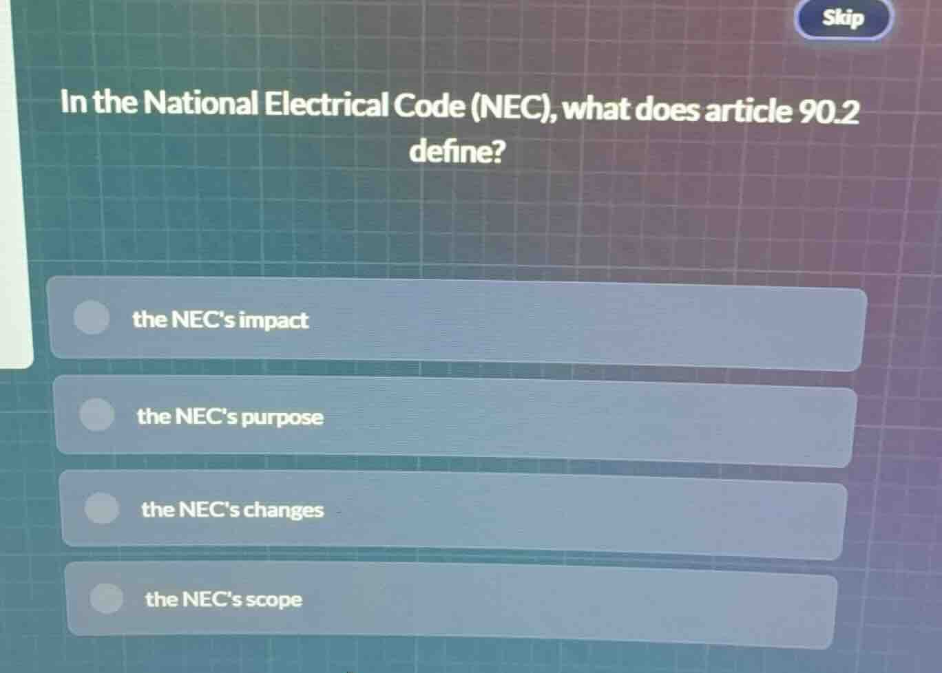in the national electrical code (nec), what does article 90.2 define? t…