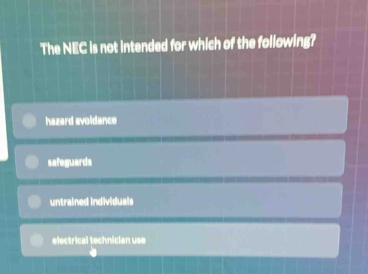 the nec is not intended for which of the following? hazard avoidance sa…