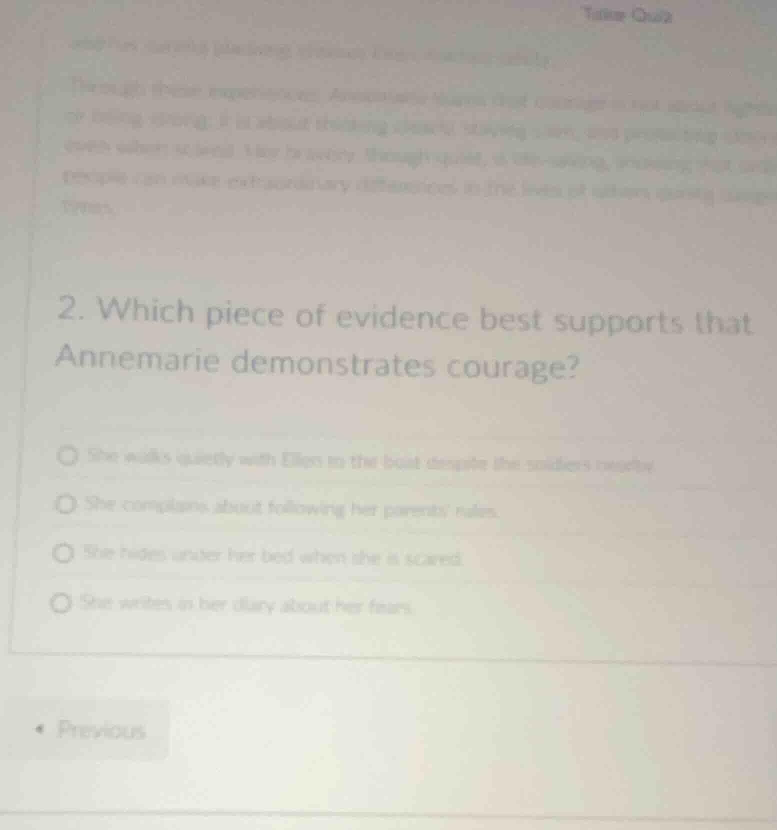 2. which piece of evidence best supports that annemarie demonstrates co…