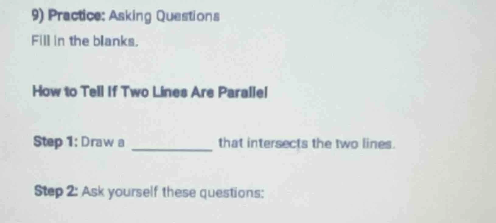 9) practice: asking questions fill in the blanks. how to tell if two li…