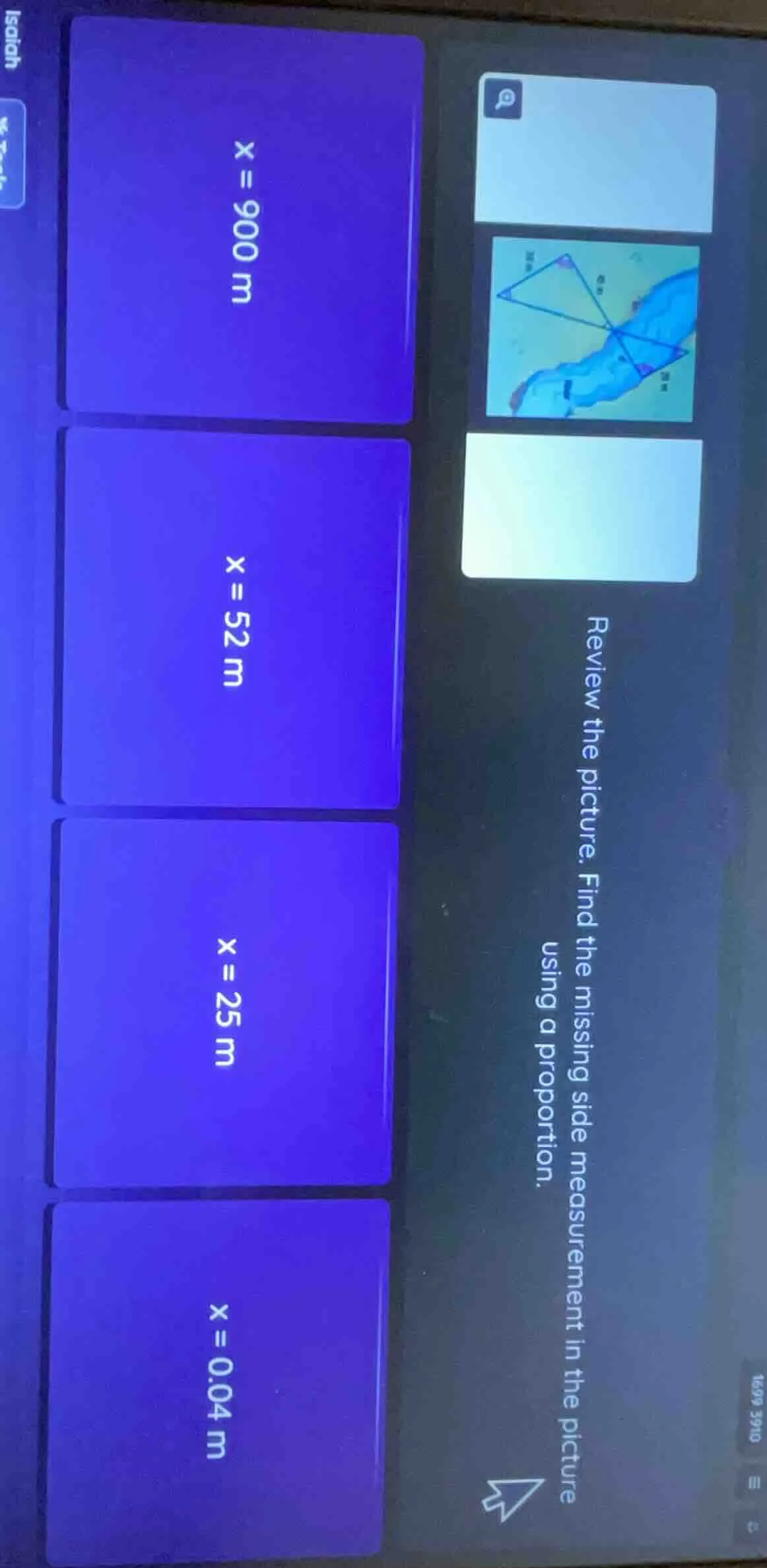 review the picture. find the missing side measurement in the picture us…