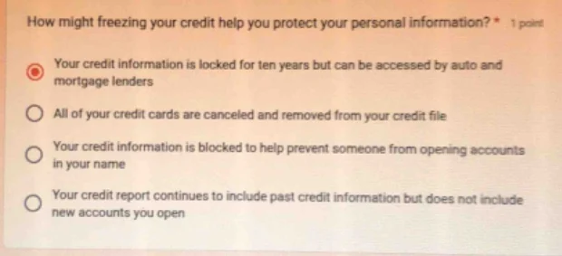 how might freezing your credit help you protect your personal informati…