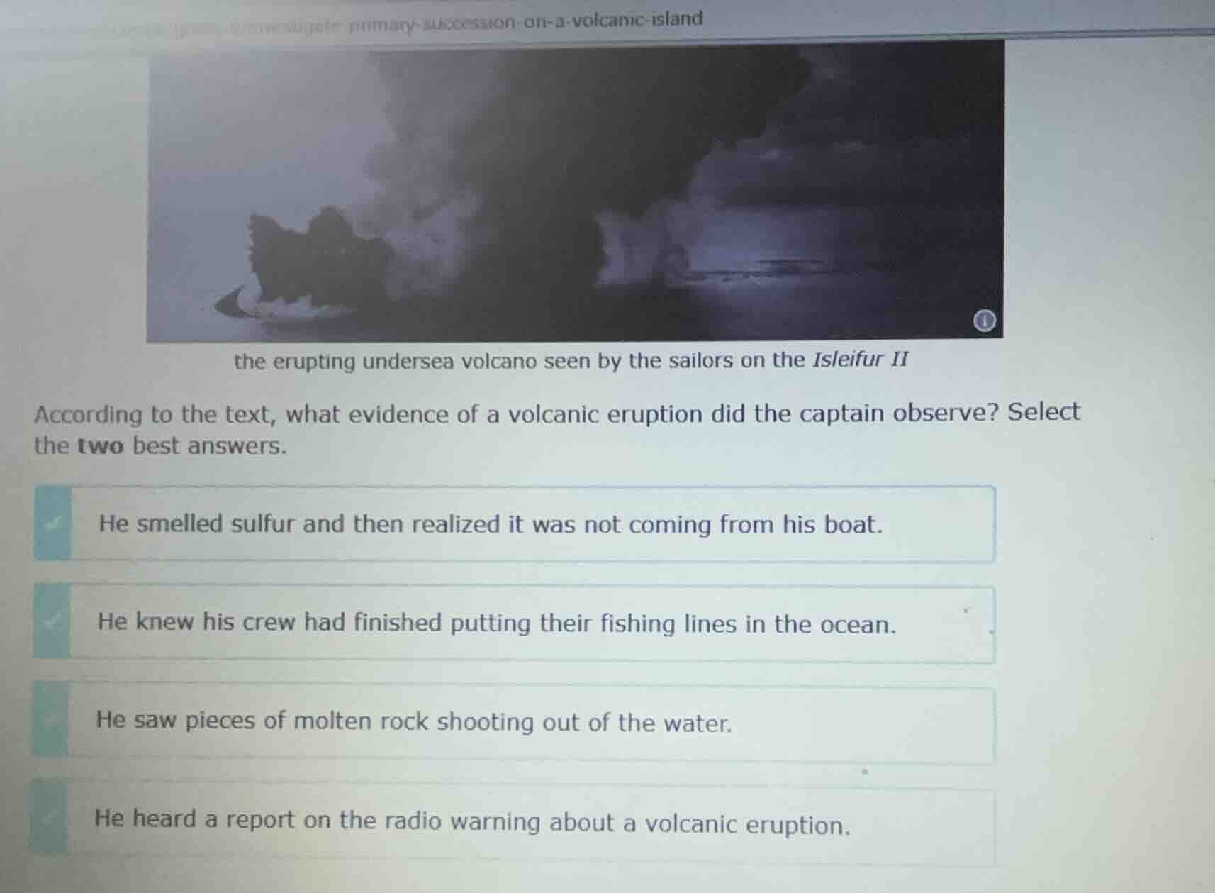 the erupting undersea volcano seen by the sailors on the isleifur ii ac…