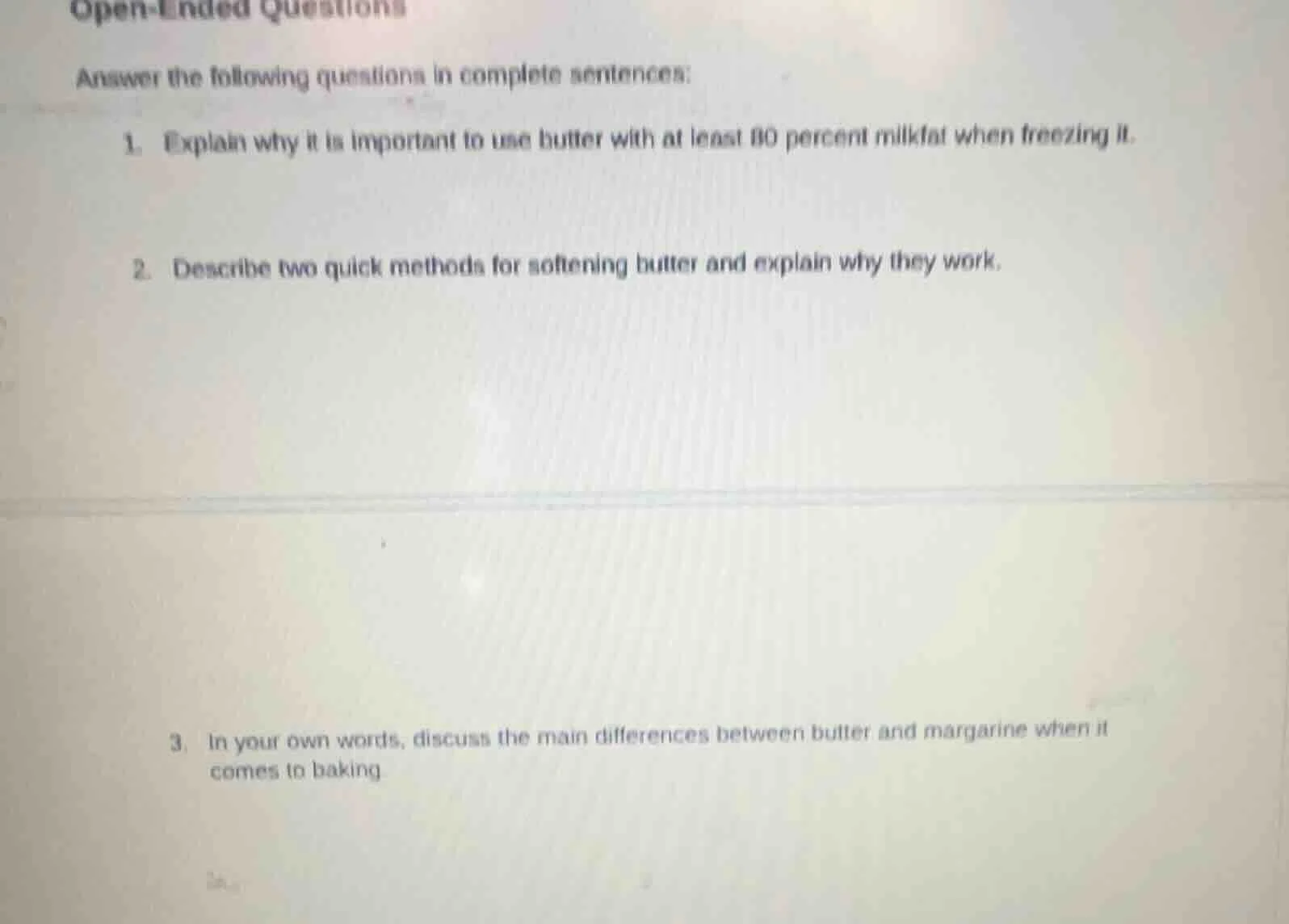 open - ended questions answer the following questions in complete sente…