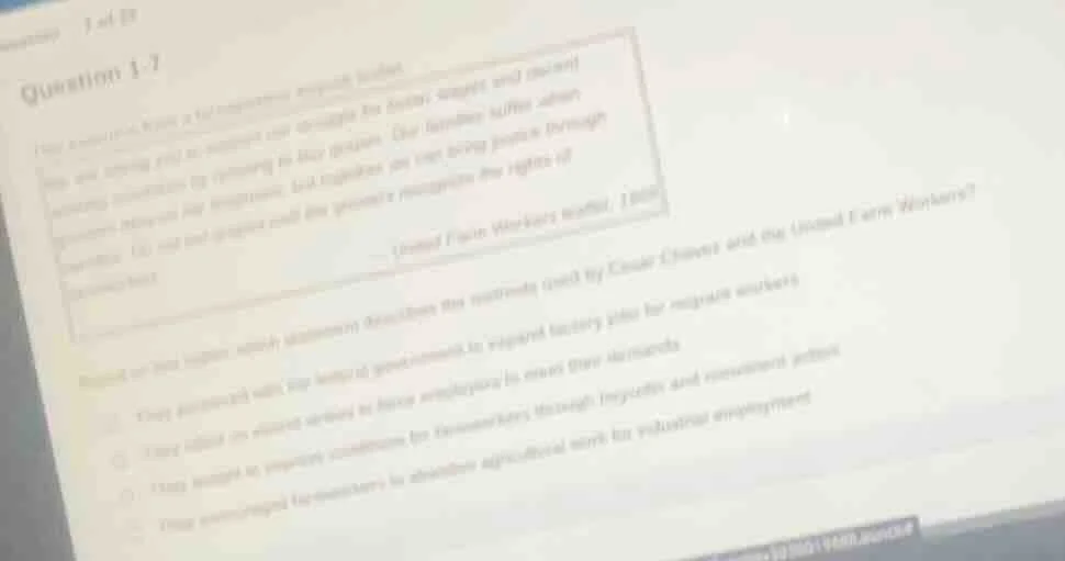 question 1-7 (text in the box, partially unclear: something about labor…