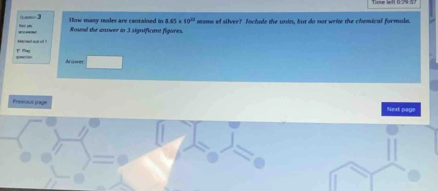 question 3 not yet answered marked out of 1 flag question how many mole…