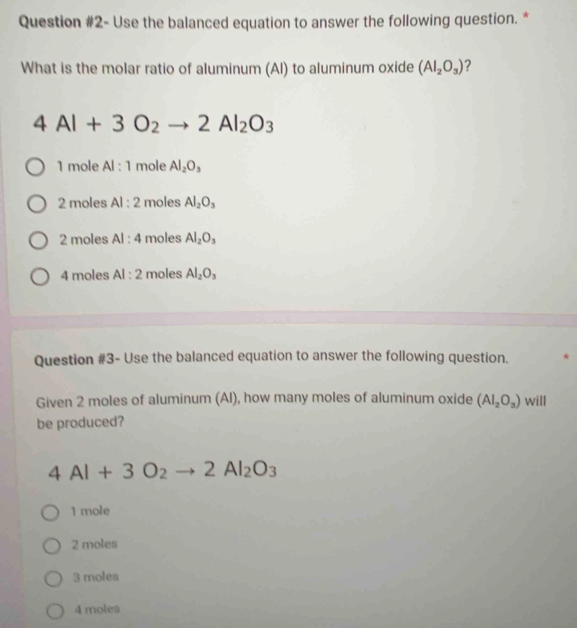 question #2- use the balanced equation to answer the following question…