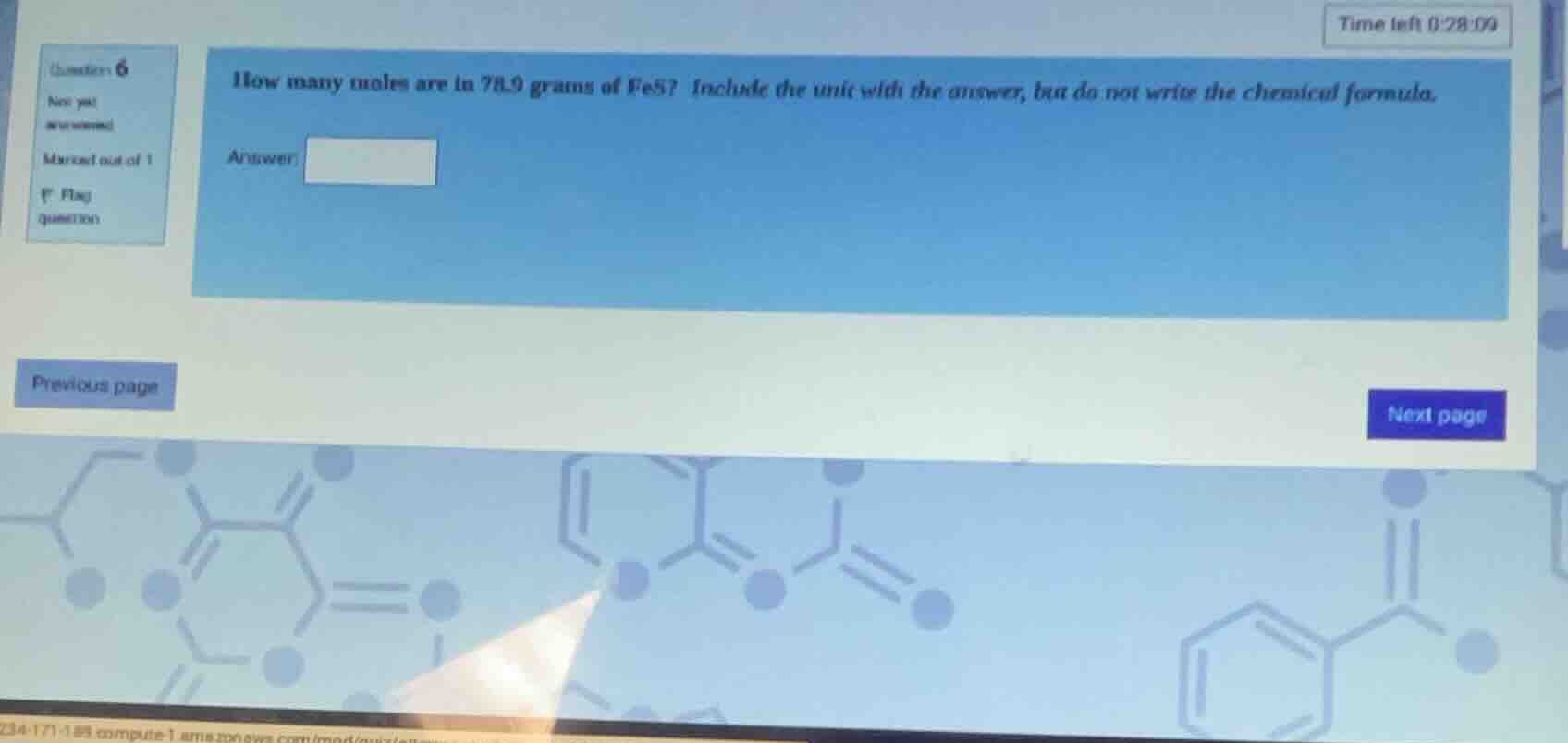 how many moles are in 78.9 grams of fes? include the unit with the answ…