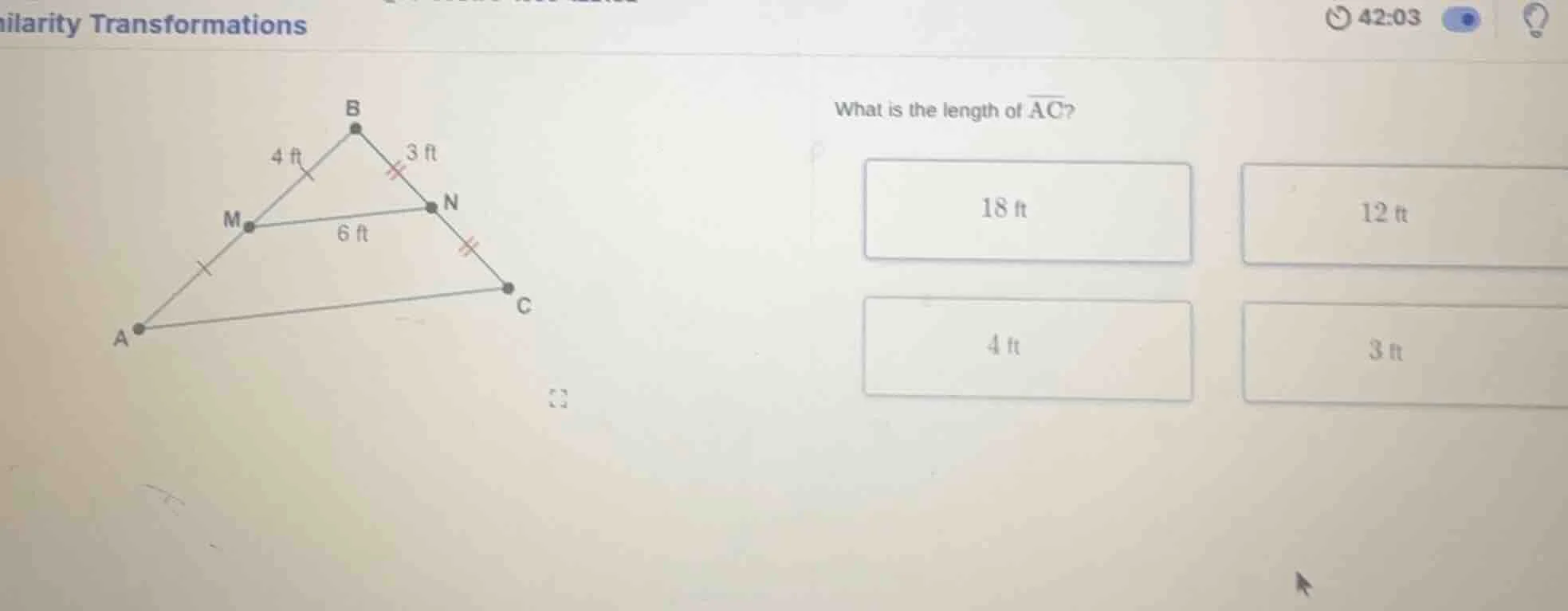 ilarity transformations what is the length of \\(\\overline{ac}\\)? 18 …