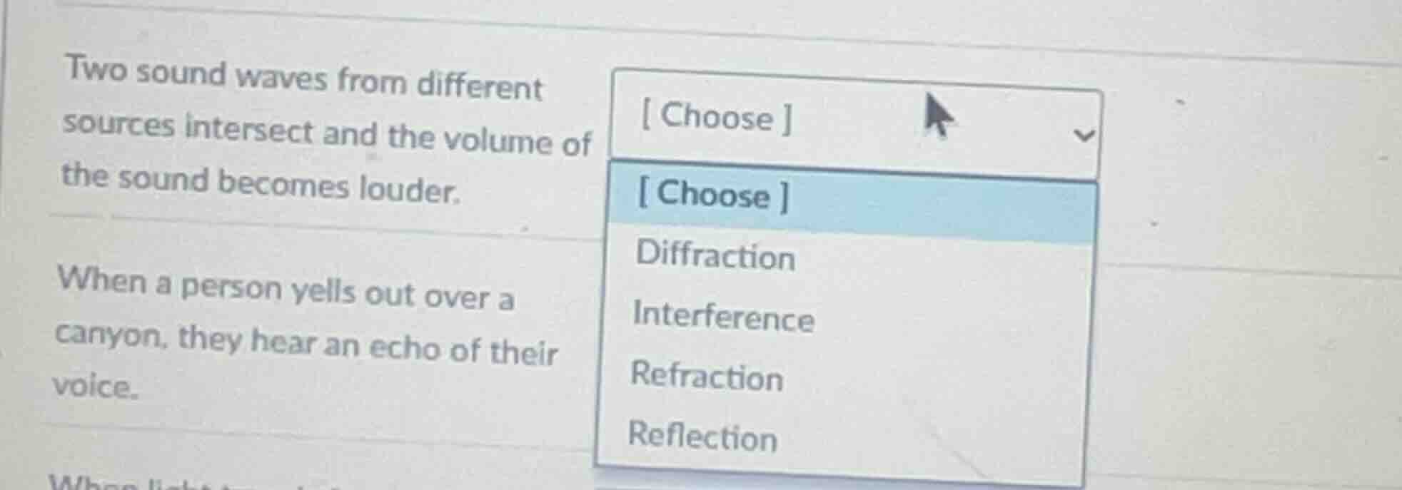 two sound waves from different sources intersect and the volume of the …
