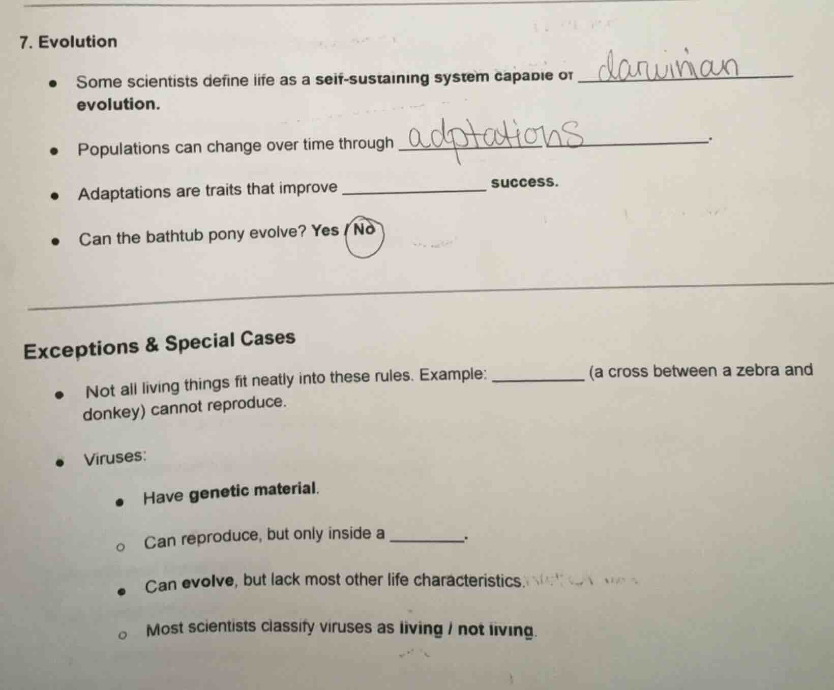 7. evolution - some scientists define life as a self - sustaining syste…