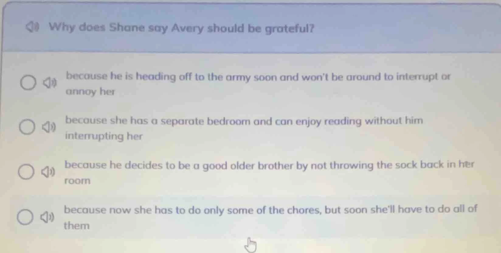 why does shane say avery should be grateful? because he is heading off …