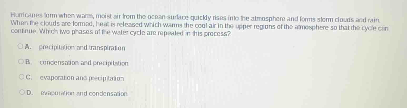 hurricanes form when warm, moist air from the ocean surface quickly ris…