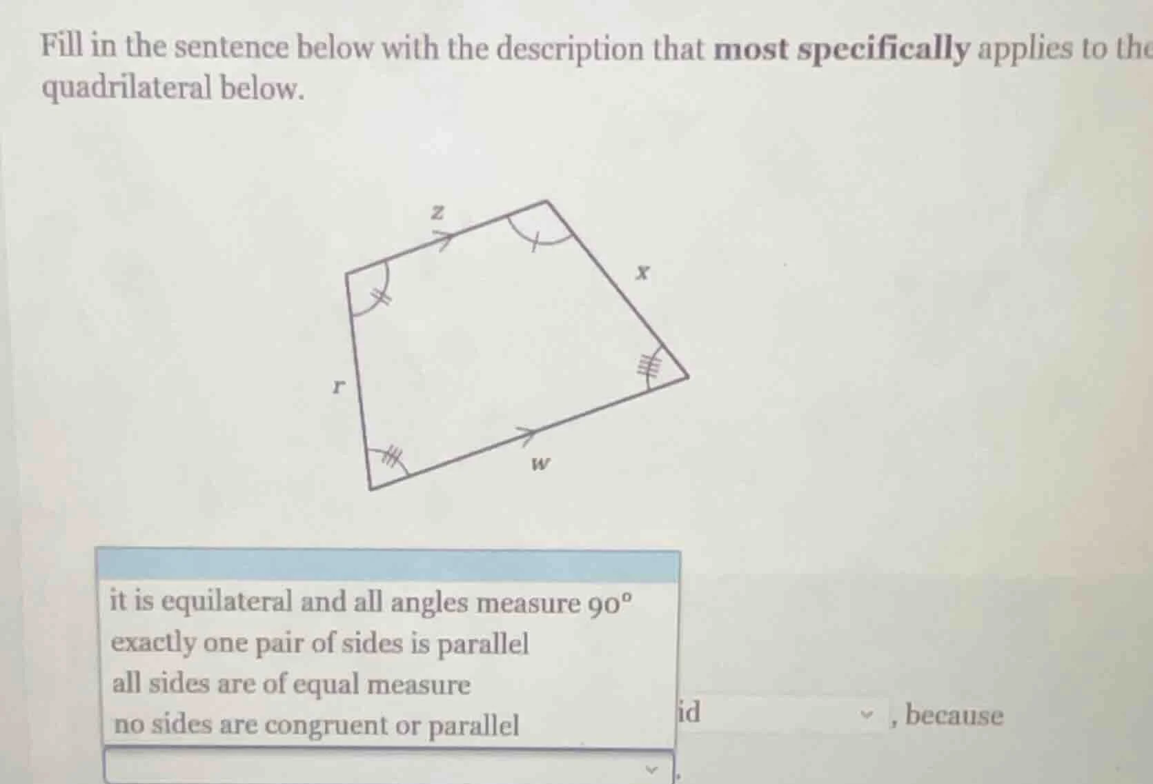 fill in the sentence below with the description that most specifically …