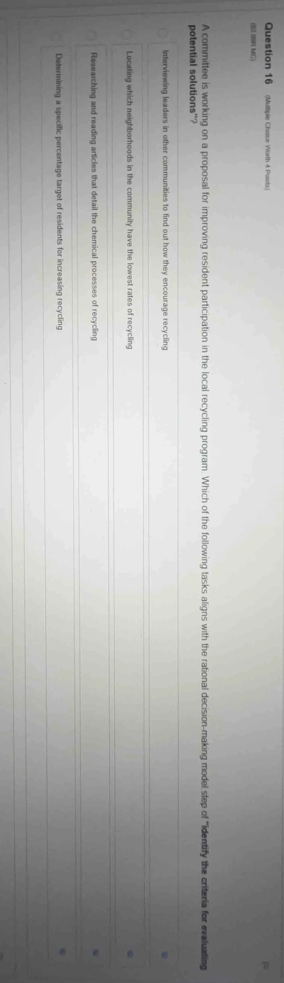 question 16 (multiple choice worth 4 points) a committee is working on …