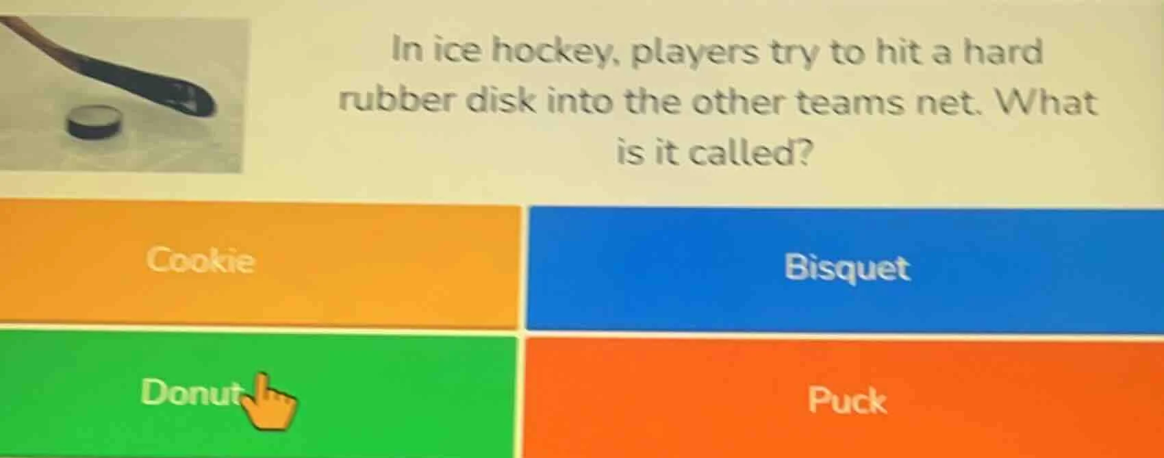 in ice hockey, players try to hit a hard rubber disk into the other tea…