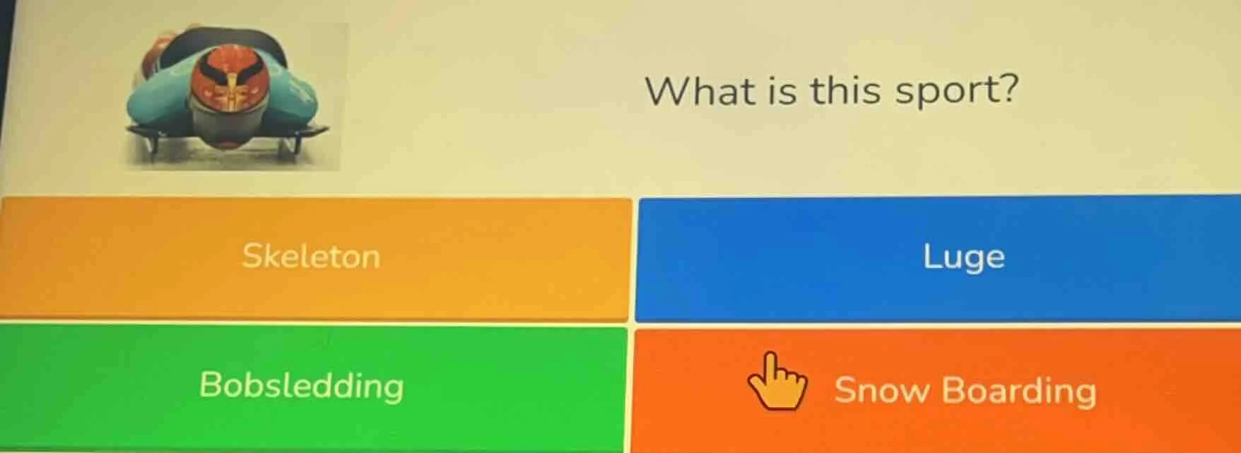 what is this sport? skeleton luge bobsledding snow boarding