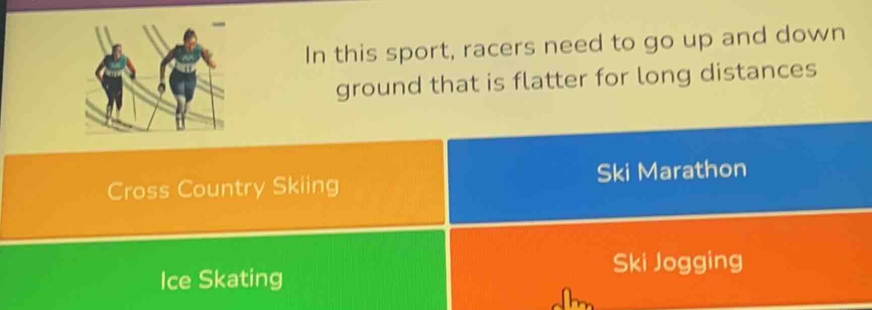 in this sport, racers need to go up and down ground that is flatter for…