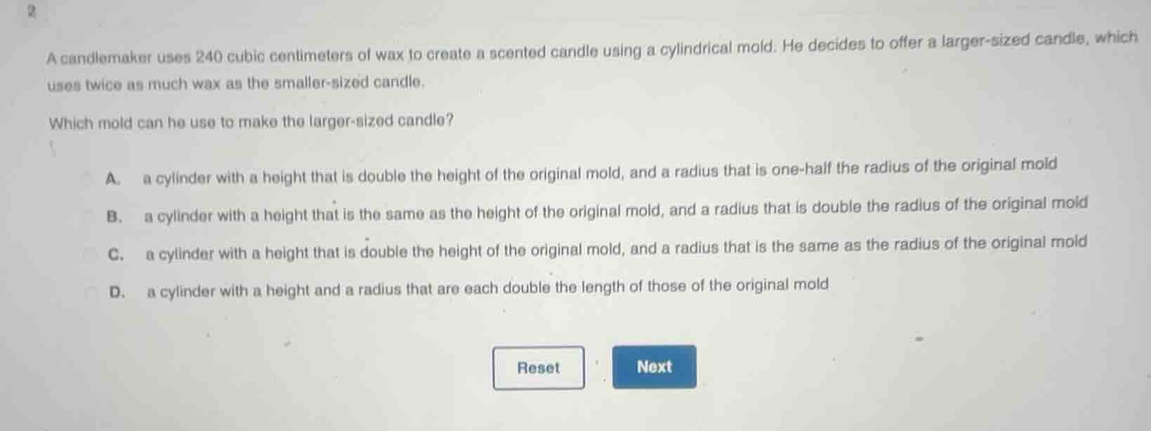 a candlemaker uses 240 cubic centimeters of wax to create a scented can…