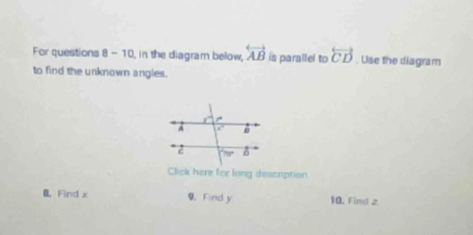 for questions 8 - 10, in the diagram below, \\overleftrightarrow{ab} is…