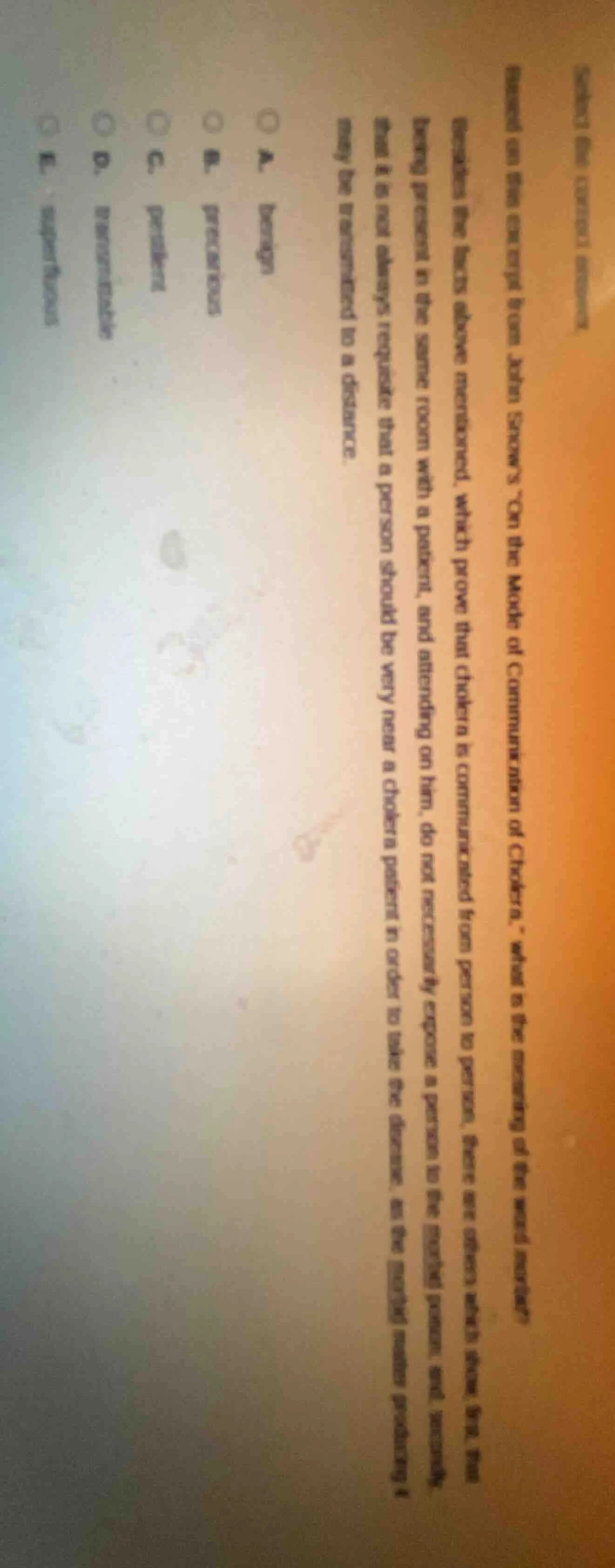 based on the article from john snow’s “on the mode of communication of …