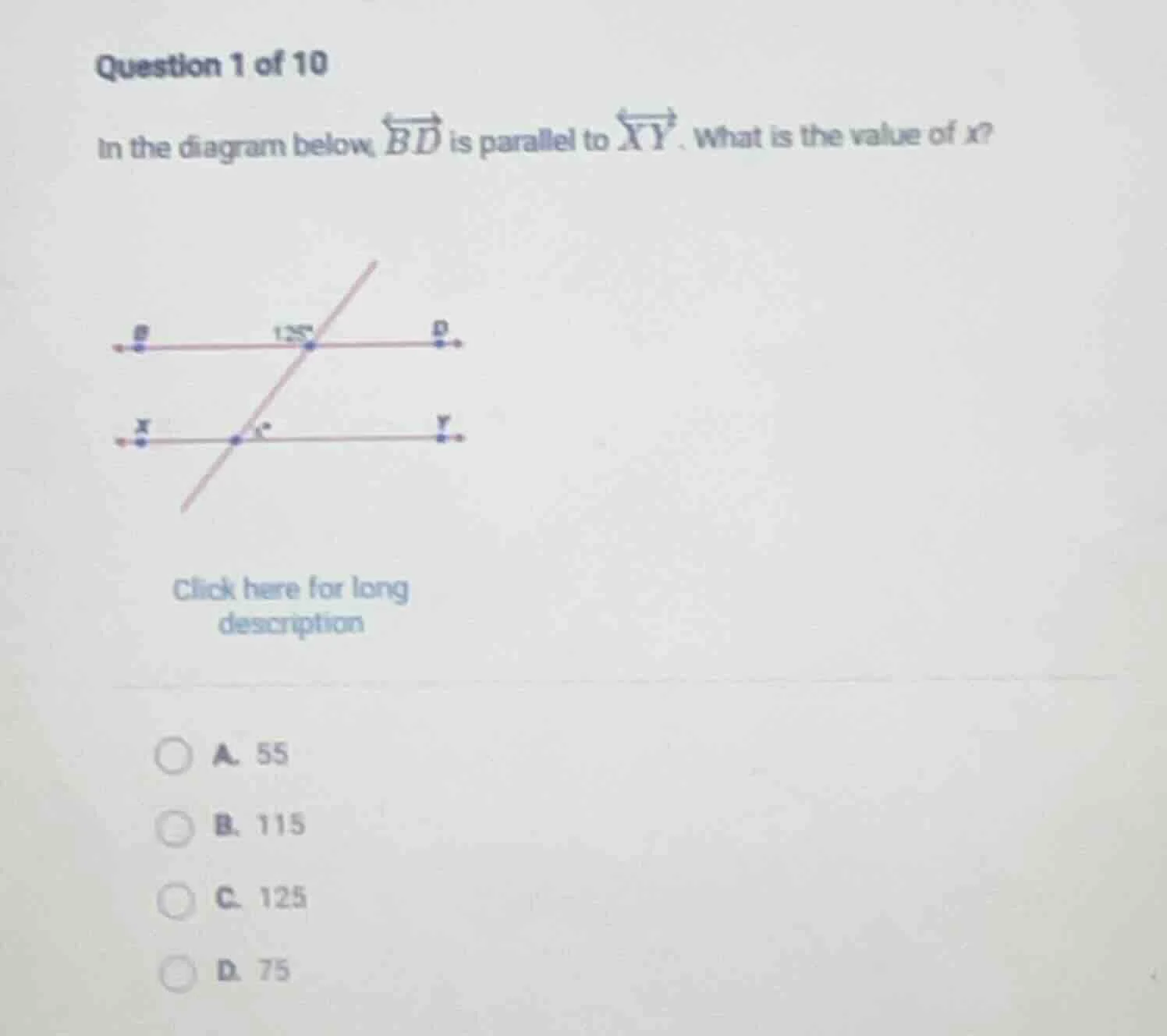 question 1 of 10 in the diagram below, \\(\\overleftrightarrow{bd}\\) i…