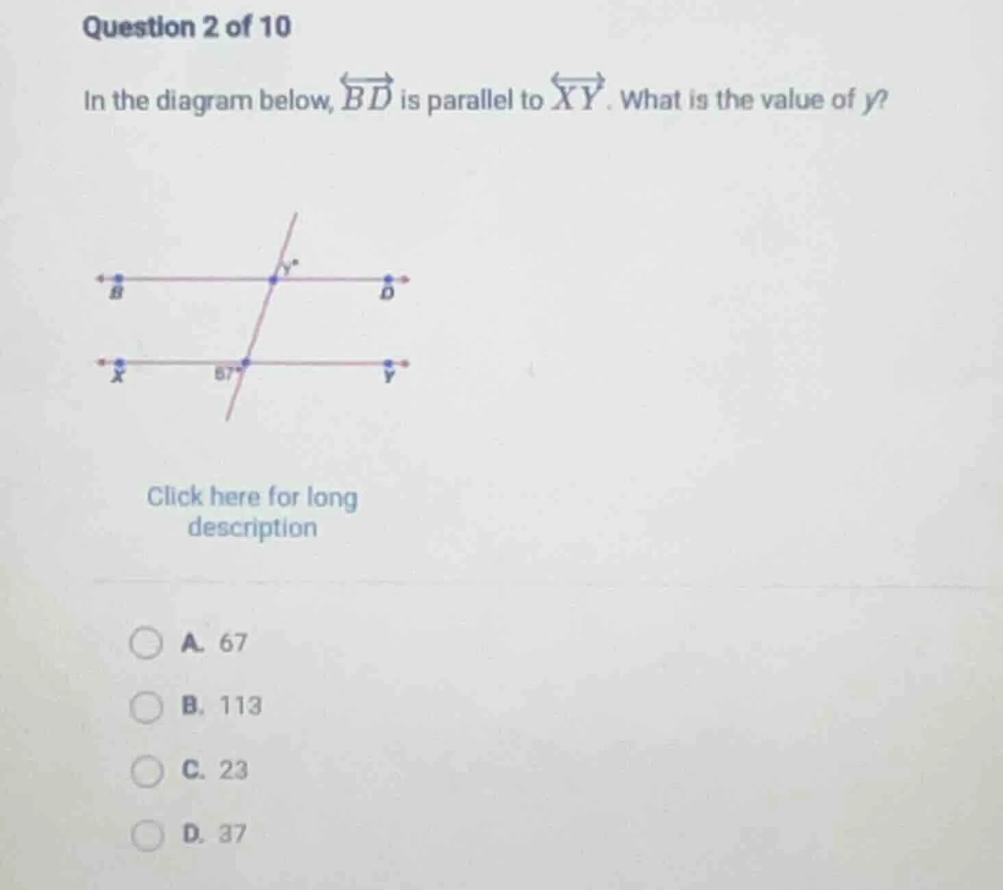 question 2 of 10 in the diagram below, \\overleftrightarrow{bd} is para…