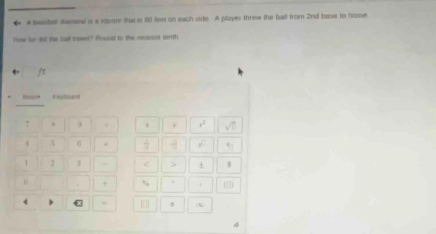 a baseball diamond is a square that is 50 feet on each side. a player t…