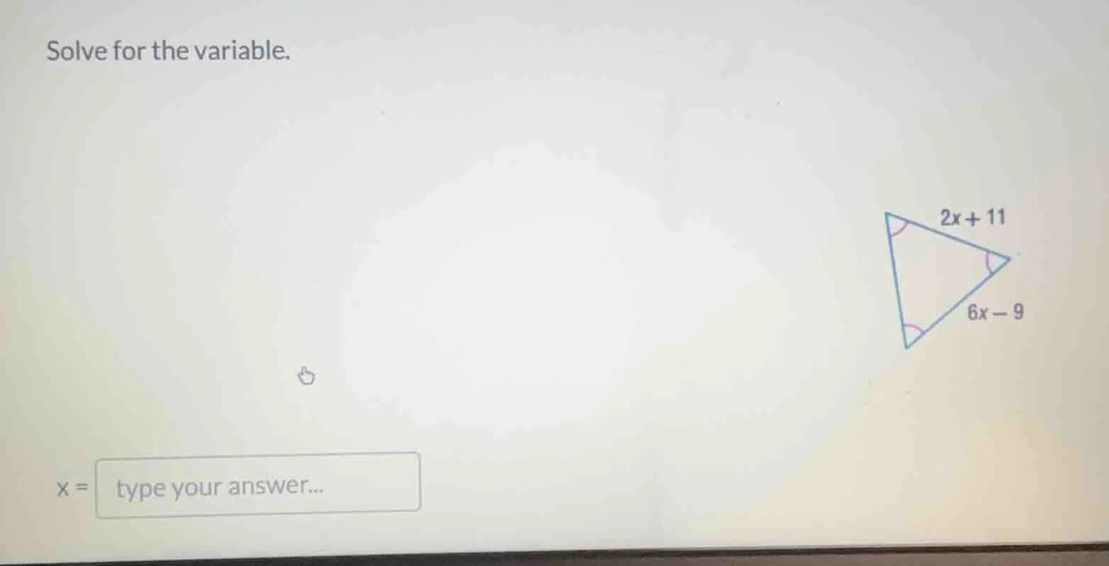 solve for the variable. x = type your answer...