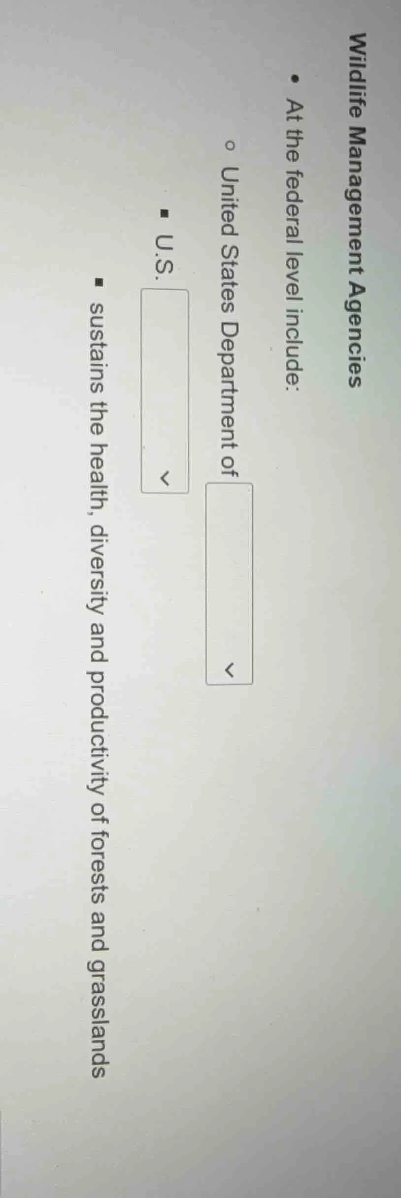 wildlife management agencies - at the federal level include: - united s…