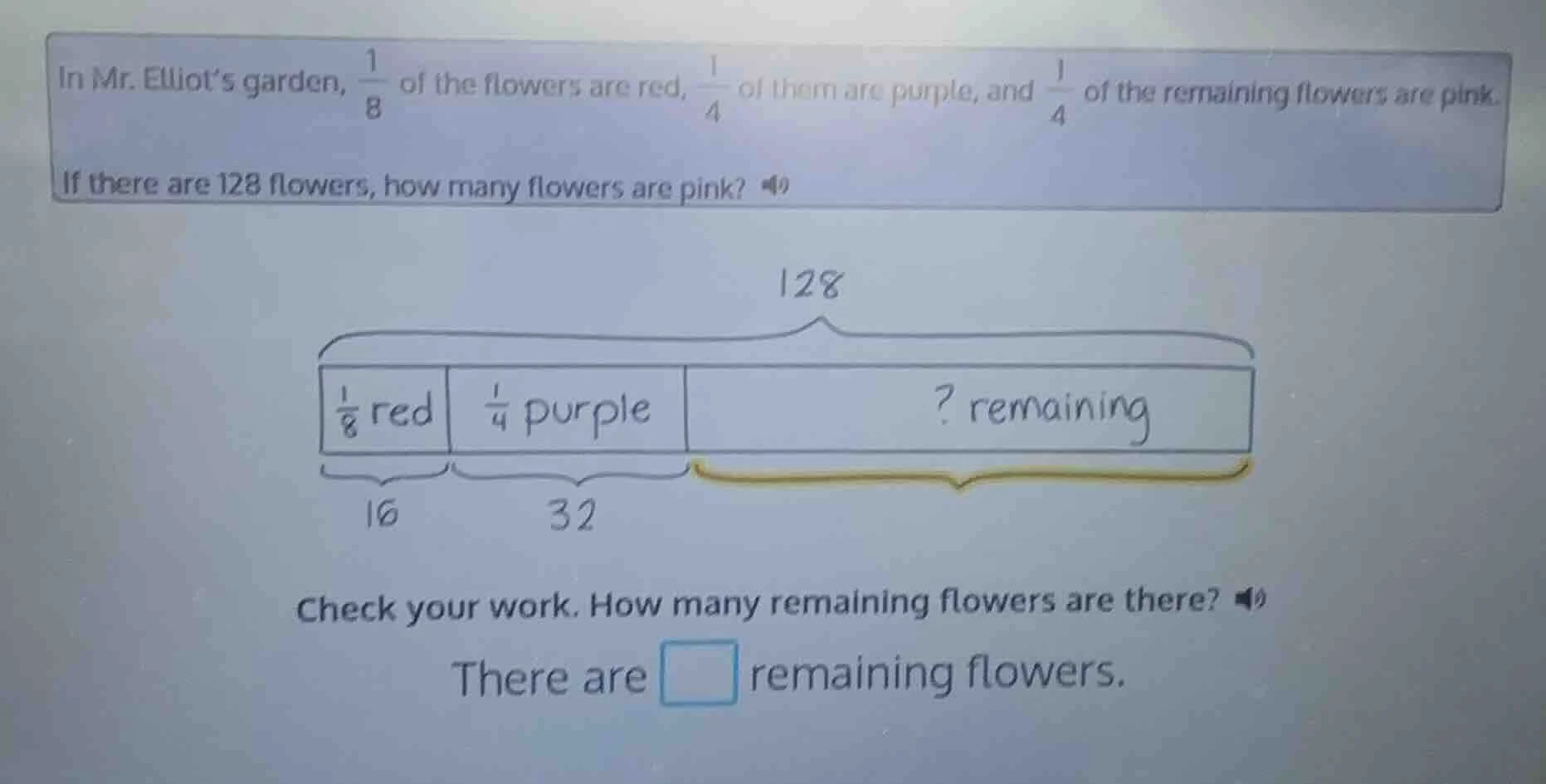 in mr. elliot’s garden, \\(\\frac{1}{8}\\) of the flowers are red, \\(\…