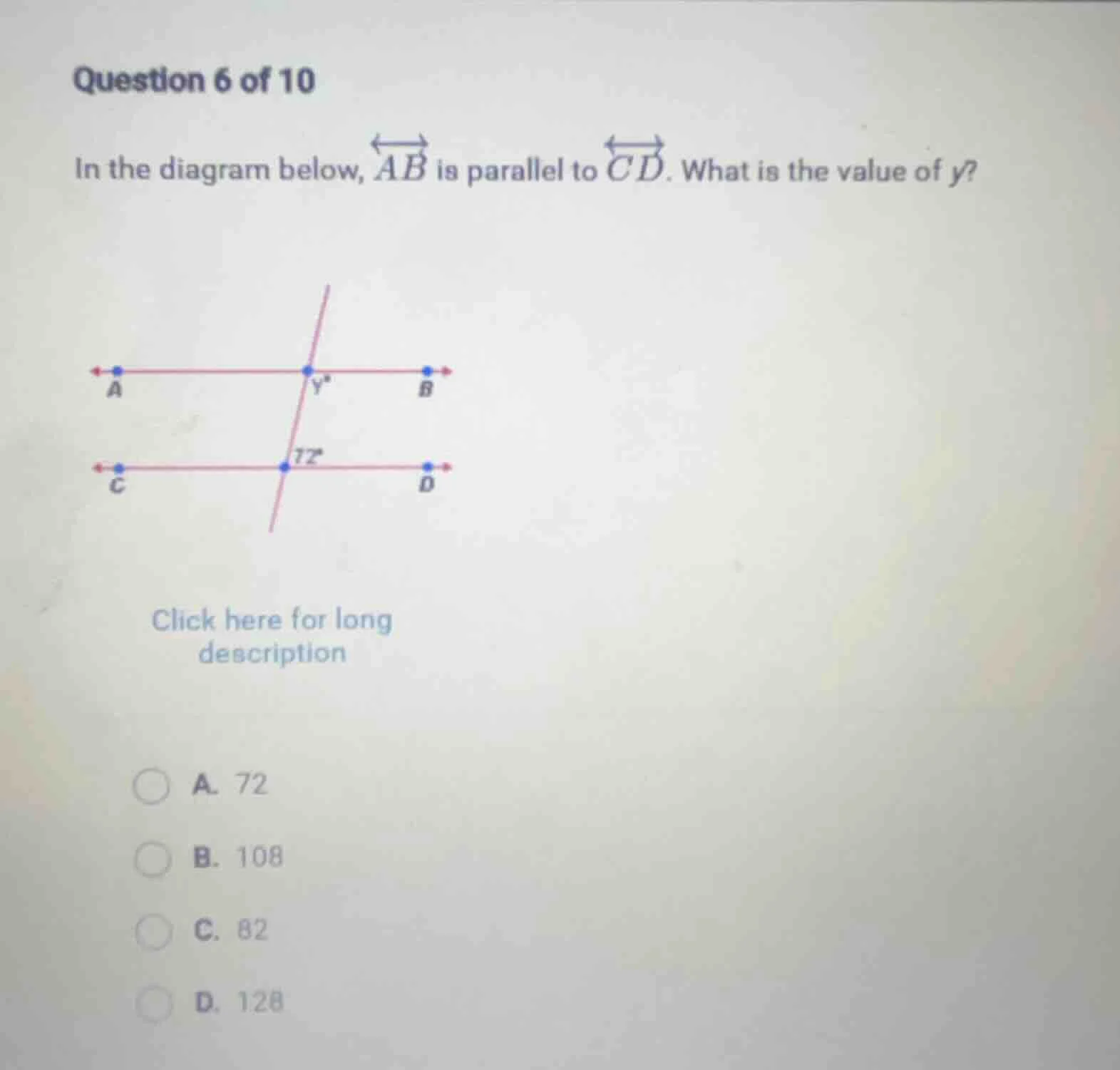 question 6 of 10 in the diagram below, \\overleftrightarrow{ab} is para…