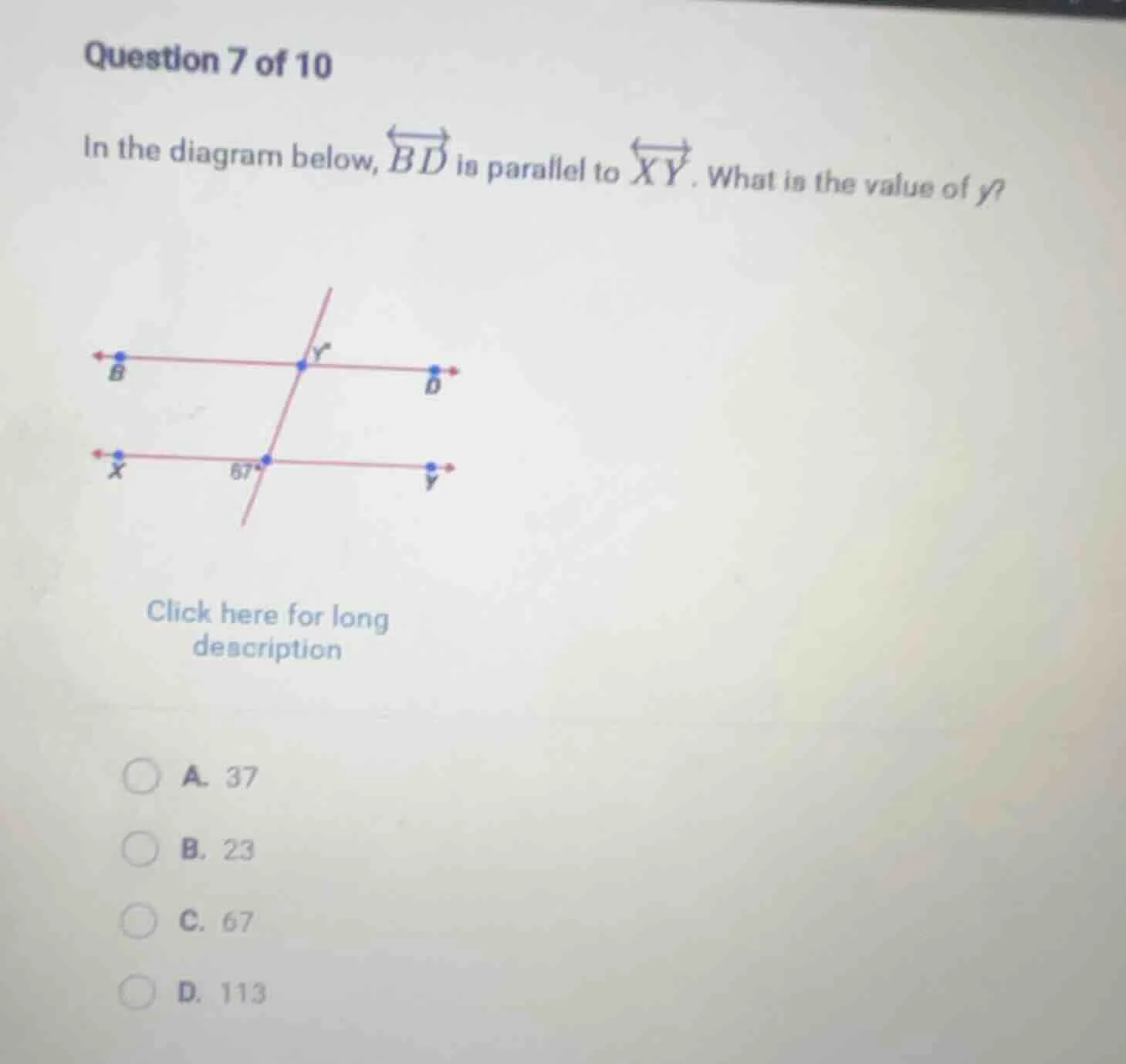 question 7 of 10 in the diagram below, \\overleftrightarrow{bd} is para…