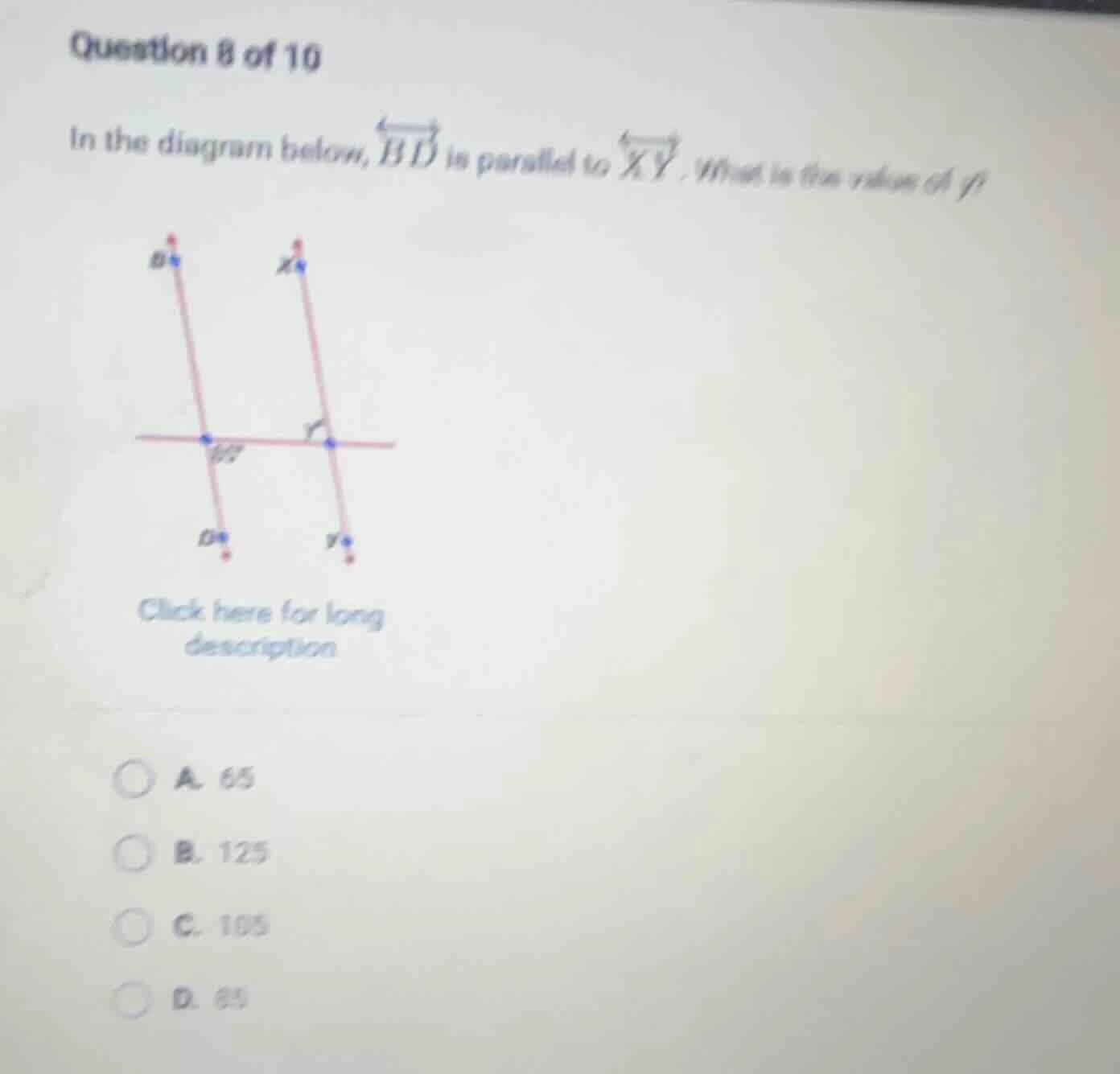 question 8 of 10 in the diagram below, \\overleftrightarrow{bd} is para…