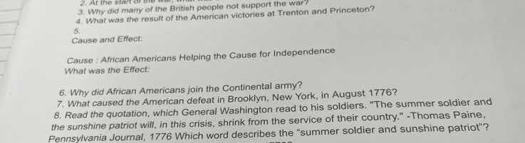 2. at the start of 3. why did many of the british people not support th…