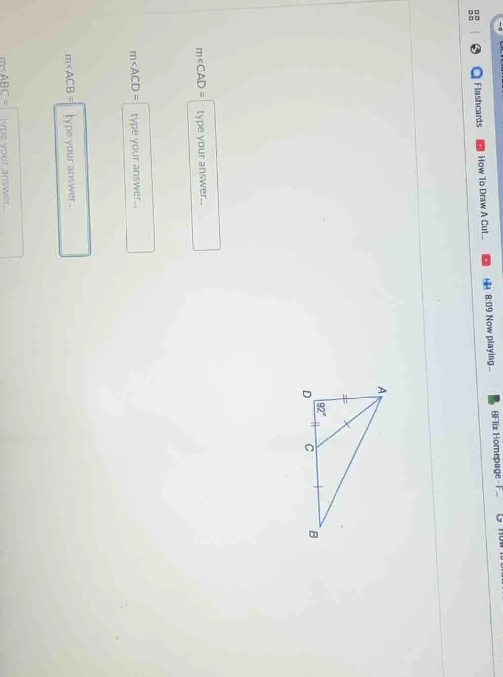 m∠cad = type your answer... m∠acd = type your answer... m∠acb = type yo…