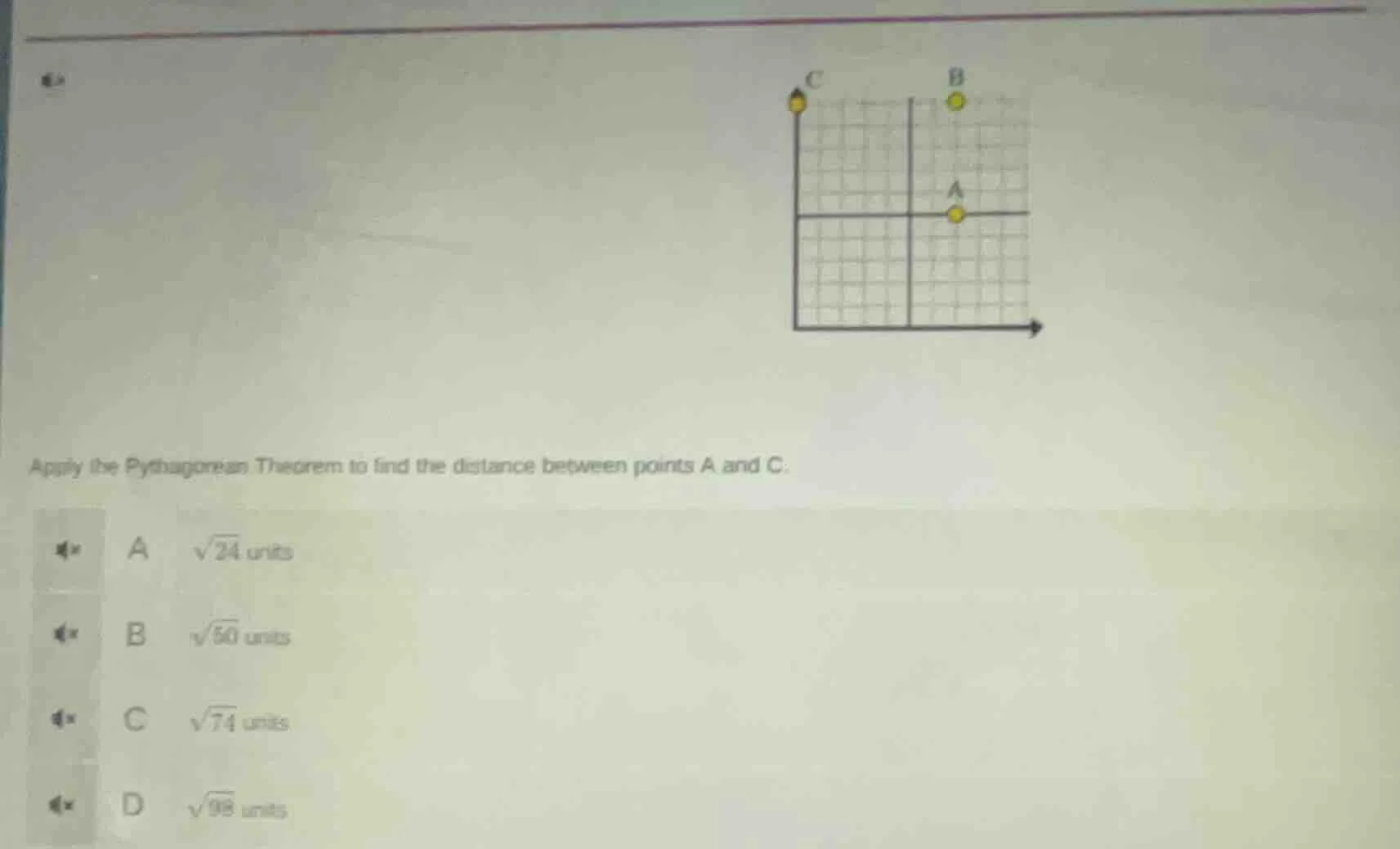 apply the pythagorean theorem to find the distance between points a and…