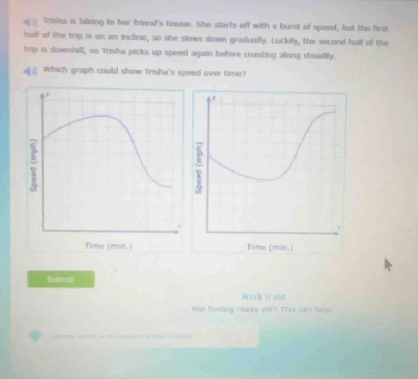 trisha is hiking to her friend’s house. she starts off with a burst of …