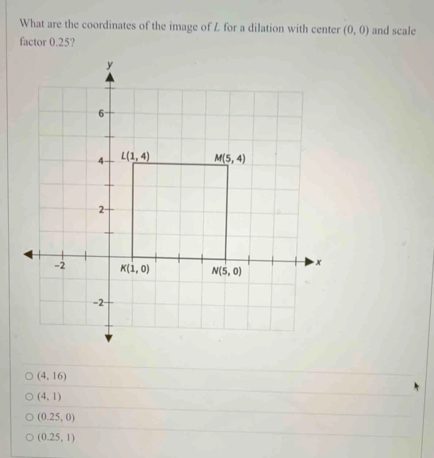 what are the coordinates of the image of l for a dilation with center (…