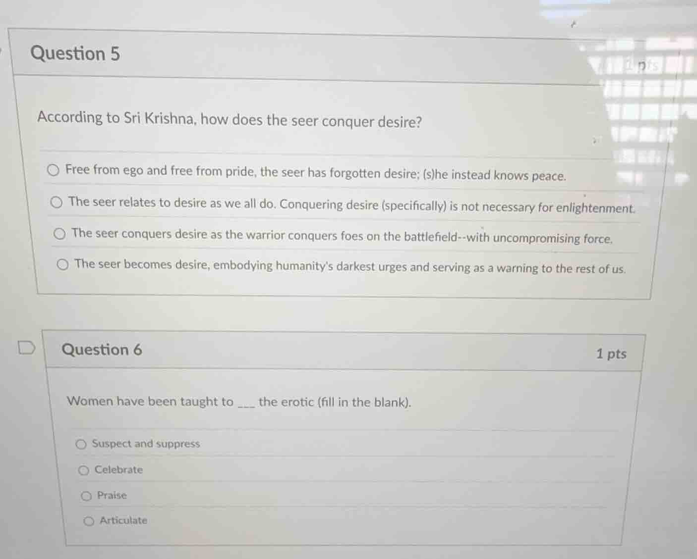 question 5 according to sri krishna, how does the seer conquer desire? …
