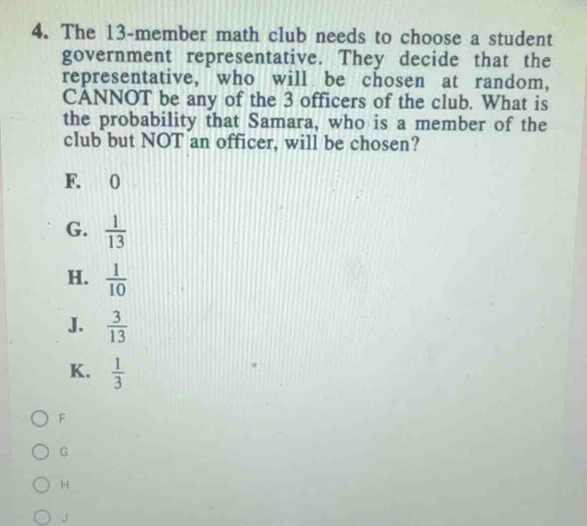 4. the 13 - member math club needs to choose a student government repre…