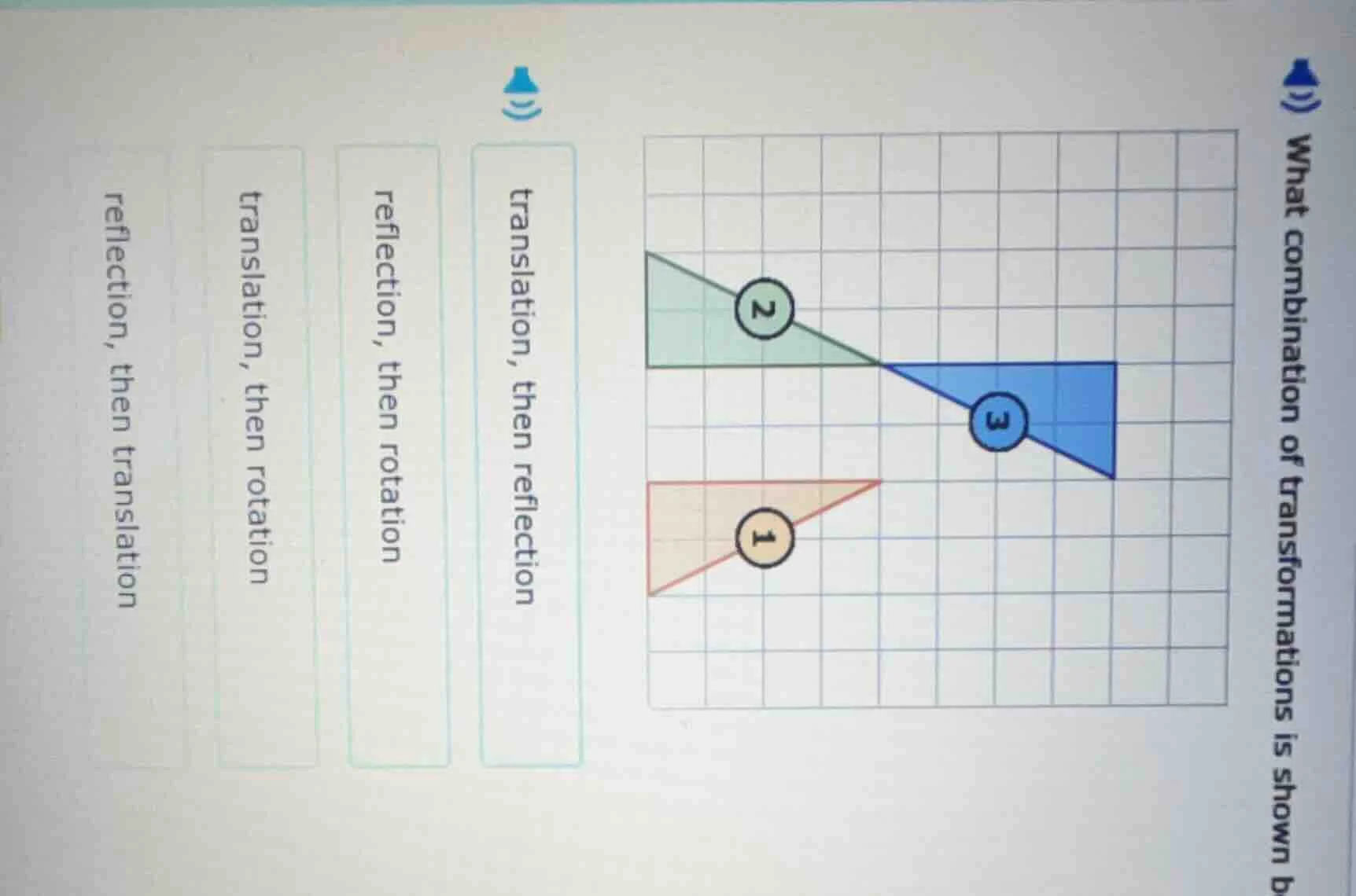what combination of transformations is shown b translation, then reflec…