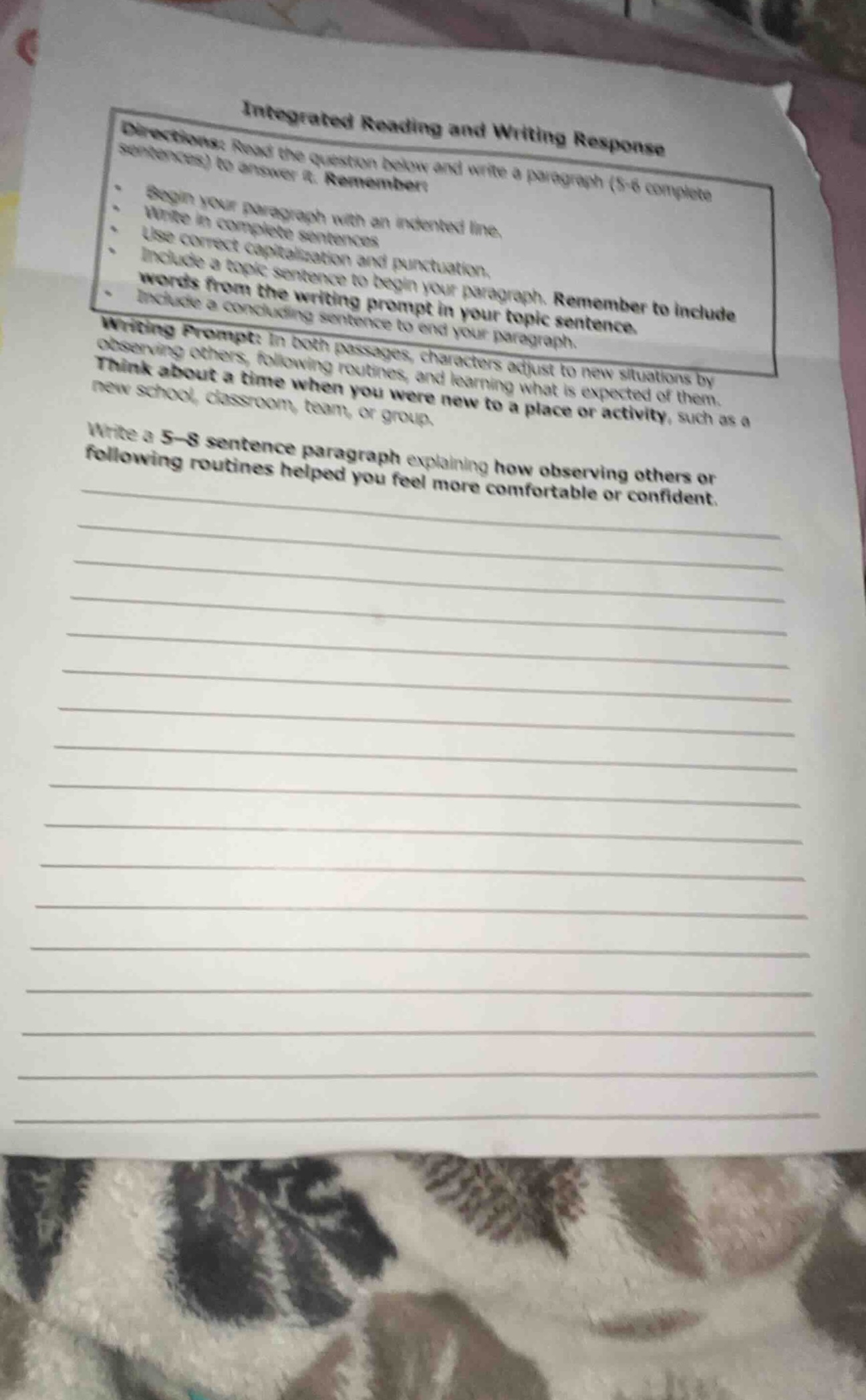 integrated reading and writing response directions: read the question b…