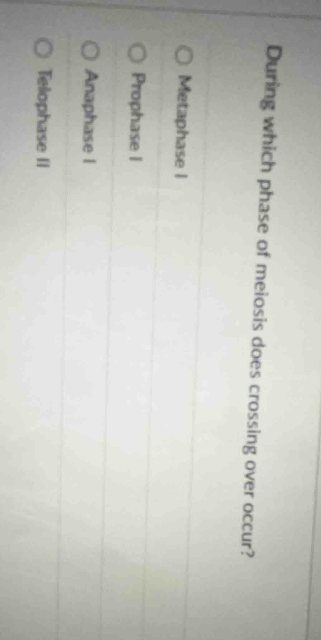 during which phase of meiosis does crossing over occur? metaphase i pro…