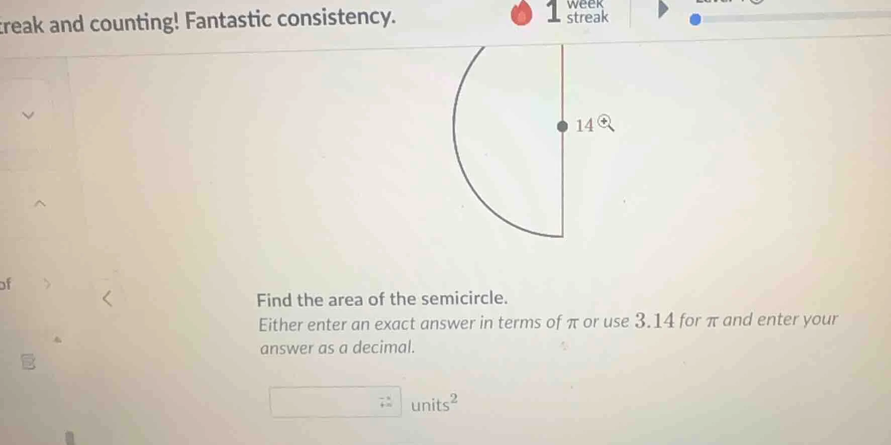 find the area of the semicircle. either enter an exact answer in terms …