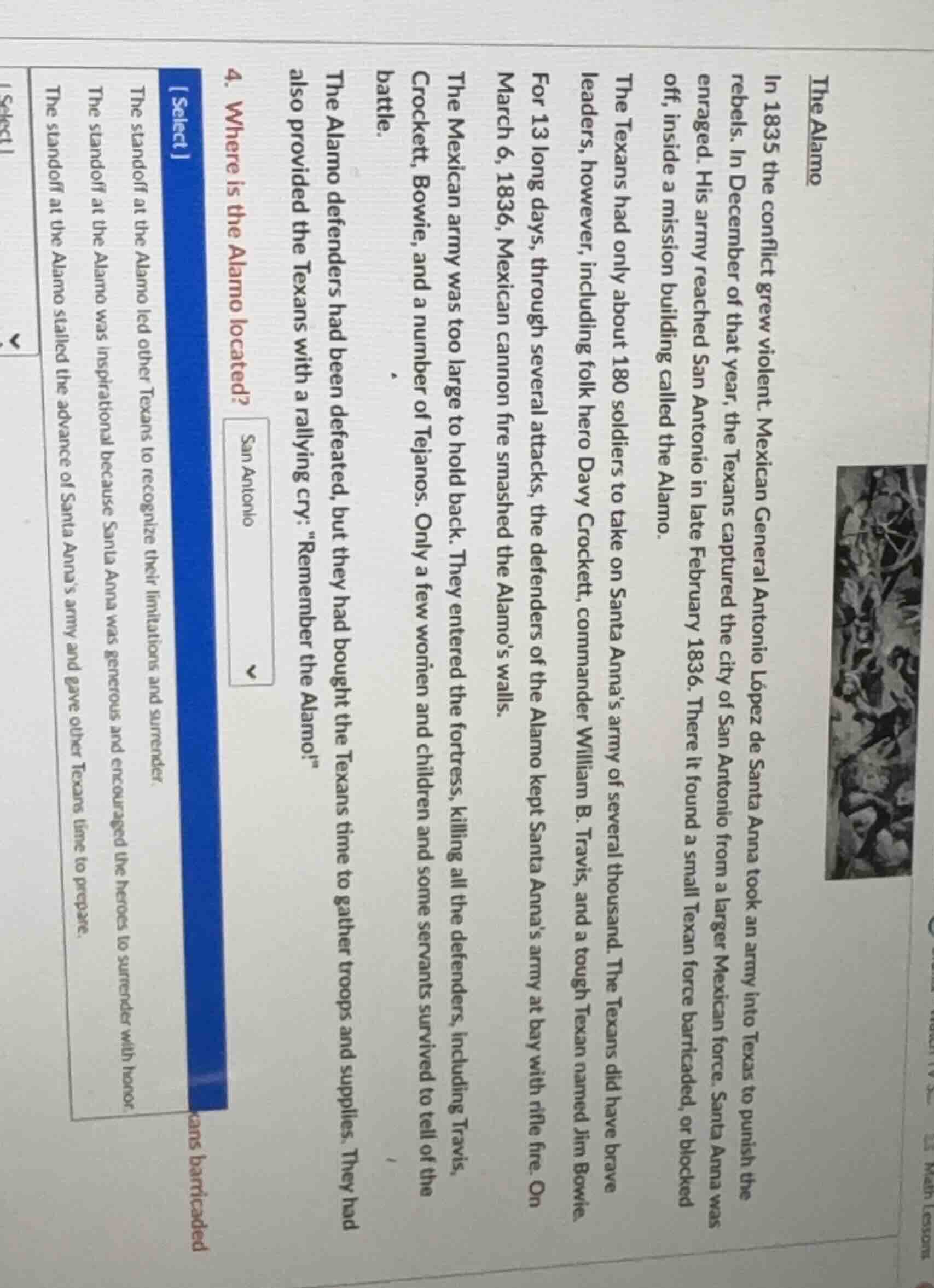 the alamo in 1835 the conflict grew violent. mexican general antonio ló…